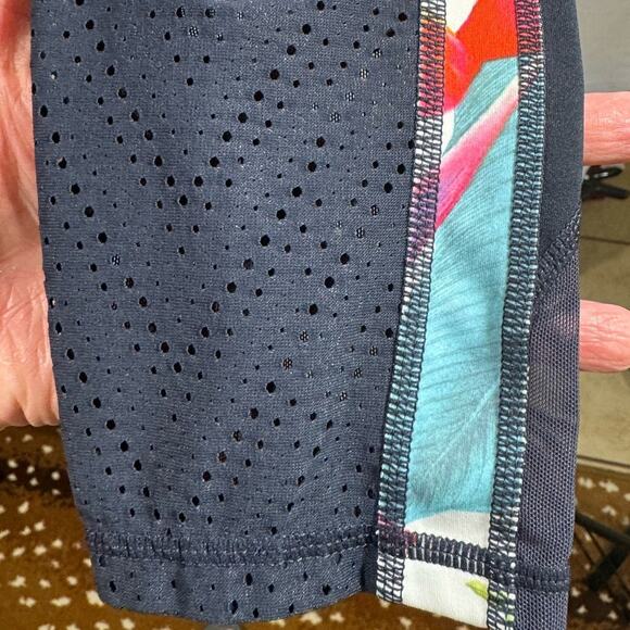 Athleta Tropical Precision Womens S Leggings Navy Floral Sheer Mesh Workout - Picture 5 of 11